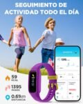 BIGGERFIVE Vigor 2 L Reloj Fitness para Niños y Niñas de 5 a 15 Años, Seguimiento de Actividad, Pulsómetro y Sueño, IP68 Resistente al Agua, Podómetro, Contador de Calorías, Morado