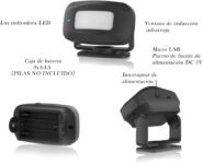 Aktivstar Sensor de Movimiento con Alarma Sonora para Entradas/Sensor de Movimiento para Hogar y Negocio, Timbre Inalámbrico, Alarma de Seguridad, Detector de Presencia Portátil, Negro