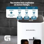Grunkel – Freidora de aire – Airfryer – EASY FRYER 4L y 1200W con Panel de control digital Temporizador multifunción 60 minutos 7 programas de cocción para freír sin aceite (Blanco)