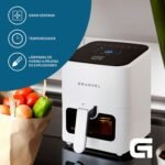 Grunkel – Freidora de aire – Airfryer – EASY FRYER 4L y 1200W con Panel de control digital Temporizador multifunción 60 minutos 7 programas de cocción para freír sin aceite (Blanco)
