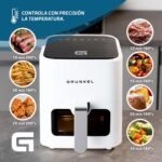 Grunkel – Freidora de aire – Airfryer – EASY FRYER 4L y 1200W con Panel de control digital Temporizador multifunción 60 minutos 7 programas de cocción para freír sin aceite (Blanco)