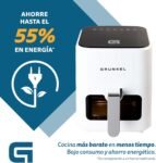 Grunkel – Freidora de aire – Airfryer – EASY FRYER 4L y 1200W con Panel de control digital Temporizador multifunción 60 minutos 7 programas de cocción para freír sin aceite (Blanco)