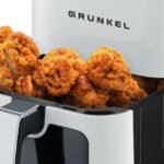 Grunkel – Freidora de aire – Airfryer – EASY FRYER 4L y 1200W con Panel de control digital Temporizador multifunción 60 minutos 7 programas de cocción para freír sin aceite (Blanco)