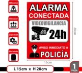 Póster de videovigilancia – Placa de alarma conectada – Pósteres Área de videovigilancia – Aviso a la policía 20 x 15 cm Rojo Interior/Exterior (Póster de videovigilancia de 1 pieza)