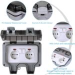Enchufe exterior impermeable IP66, enchufe de pared, con cubierta protectora, con interruptor independiente y luz indicadora (doble)