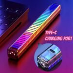 Luz LED de ambiente musical con luz de ritmo, activada por voz, luz de control de sonido, lámpara LED RGB, luz de control de sonido creativo (C)