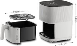 MasterPRO BY CARLO CRACCO – Freidora de aire 1500W 5L – 12 Programas – Control táctil LED – Control App – Recubrimiento Antiadherente – Blanco