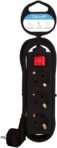 Garza Power – Regleta de 3 Tomas con Interruptor y Toma de Tierra | Ladrón múltiple de 3 metros | Hasta 3680W | Protección Infantil | Cable H05W-F 3G | Negro