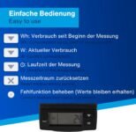 Medidor de electricidad REV EX – Otorgado por Stiftung Warentest con nota 1.7 – Mida su consumo de energía, medidor de electricidad, medidor de corriente, medidor de electricidad, negro