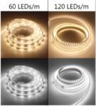 XUNATA Tira de LED mejorada de 2 m 220 V 2835 con interruptor, luces de 120 LED/m blanco frío, IP67 a prueba de agua, escalera de techo blanca, tira de luces LED para cocina