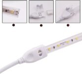 XUNATA Tira de LED mejorada de 2 m 220 V 2835 con interruptor, luces de 120 LED/m blanco frío, IP67 a prueba de agua, escalera de techo blanca, tira de luces LED para cocina