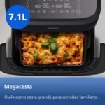 Philips Airfryer de doble cesta Serie 1000-7,1 L de capacidad, tecnología RapidAir, 10 funciones en 1, 90% menos grasa, diseño compacto, aplicación de recetas HomeID (NA154/00)