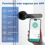 Cerradura inteligente con huella digital, cerradura electrónica 6 en 1, aplicación Tuya, tarjeta IC, NFC, huella digital, contraseña digital, llave mecánica