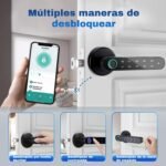 Cerradura inteligente con huella digital, cerradura electrónica 6 en 1, aplicación Tuya, tarjeta IC, NFC, huella digital, contraseña digital, llave mecánica