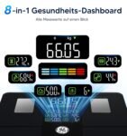 GE Báscula Grasa Corporal y Muscular, Báscula Digital Inteligente con Aplicación 14 Medidas Corporales IMC Bluetooth Báscula de Baño Precisa 180 kg Negro