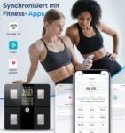 GE Báscula Grasa Corporal y Muscular, Báscula Digital Inteligente con Aplicación 14 Medidas Corporales IMC Bluetooth Báscula de Baño Precisa 180 kg Negro