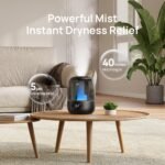 Dreo Humidificador 3L para Bebé 26dB Silencioso con Sensor de Humedad, Niebla Fría Ultrasónica, Autonomía 30h, Boquilla 360°, Luz Ambiental, Difusor de Aceites Esenciales, Negro