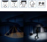 deleyCON 1 x Detector de Movimiento por Infrarrojos para Interior y Exterior – Alcance hasta 12 m a 180° Giratorio Inclinable IP44 A Prueba de Salpicaduras – Negro