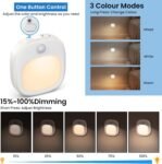 Luz Nocturna con Sensor de Movimiento, (2 Piezas) Luz Nocturna Infantil Recargable USB-C con 3 Modos de Color (Cálido/Frío/Mixto), 15%-100% Regulable, Luz LED Adhesiva para Escaleras, Pasillo