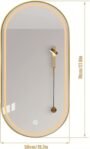 Espejo de baño LED ovalado con 3 luces regulables, iluminación delantera y trasera, espejo de pared inteligente, marco de aleación de aluminio (color: dorado, tamaño: 19.7 x 27.6 in)