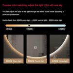 Espejo de baño LED ovalado con 3 luces regulables, iluminación delantera y trasera, espejo de pared inteligente, marco de aleación de aluminio (color: dorado, tamaño: 19.7 x 27.6 in)