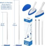 Qaestfy Cepillo de Limpieza para Ducha, Azulejos de baño, Mango Largo de 130 cm, 5 estropajos, fregona sin arañazos para Limpiar Azulejos y Paredes