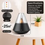ALMA® Difusor de Aroma – Humidificador Ultrasónico para Aceites Esenciales con Luz LED – Aromaterapia Inteligente, Uso Silencioso, 16 Horas de Autonomía, con Control Remoto (Negro)