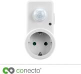 Conecto Detector de movimiento por infrarrojos para enchufes, ángulo de detección de 120°, instalación interior, IP20, blanco SA-CC50212-W (enchufe alemán)