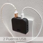 LED ATOMANT Pack de 2 x Enchufe Ultra Plano, 4 en 1: 2 x Puertos USB y 2 x Enchufes (Adaptador Europeo y Americano), Cabeza Giratoria 180 Grados