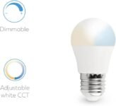 Garza Smart – Pack de 2 Bombillas LED Smart Wifi Esféricas, 5,5 W (Equivalente a 40 W Incandescencia), E27, CCT, Regulable, Programable, Control por Voz y App, Alexa/Google, WiFi 2,4 GHz