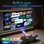 (Aplicación incorporada) Mini proyector 2026 Proyector portátil actualizado, control dual con mouse WiFi 6 BT5.2 Rotación de 180 ° Compatible con HDMI/TV Stick/USB/Laptop, con mouse, blanco