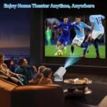 (Aplicación incorporada) Mini proyector 2026 Proyector portátil actualizado, control dual con mouse WiFi 6 BT5.2 Rotación de 180 ° Compatible con HDMI/TV Stick/USB/Laptop, con mouse, blanco