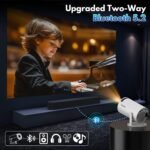 (Aplicación incorporada) Mini proyector 2026 Proyector portátil actualizado, control dual con mouse WiFi 6 BT5.2 Rotación de 180 ° Compatible con HDMI/TV Stick/USB/Laptop, con mouse, blanco