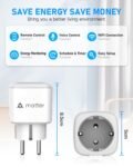 Greensun Matter Enchufe Inteligente Consumo de Energía Enchufe WLAN con Medidor de Electricidad para Balcón Central Eléctrica Asistente de Hogar Enchufe Inteligente 16A