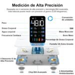 Báscula de grasa corporal Healthkeep, báscula digital inteligente con función de frecuencia cardíaca, pantalla VA extra grande, 15 datos corporales (blanco)