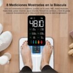 Báscula de grasa corporal Healthkeep, báscula digital inteligente con función de frecuencia cardíaca, pantalla VA extra grande, 15 datos corporales (blanco)