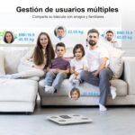 Báscula de grasa corporal Healthkeep, báscula digital inteligente con función de frecuencia cardíaca, pantalla VA extra grande, 15 datos corporales (blanco)