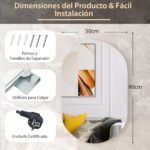 COSTWAY Espejo de Pared LED Ovalado, 80 cm x 50 cm, Retroiluminado y Ajustable, Espejo con 3 Luces de Colores y botón táctil Inteligente, antivaho y a Prueba de explosiones