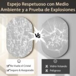 COSTWAY Espejo de Pared LED Ovalado, 80 cm x 50 cm, Retroiluminado y Ajustable, Espejo con 3 Luces de Colores y botón táctil Inteligente, antivaho y a Prueba de explosiones