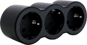 LEGRAND Adaptadores 2P+T, 3 Bases/Tomas Frontales, Horizontal, Plug Thief, Negro/Gris Oscuro 694519