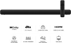 TCL S45HE Barra de sonido para TV de 2.0 canales, 100 vatios, cine en casa, expansión de sonido, Dolby Atmos, DTS Virtual:X, control remoto único, Bluetooth 5.2, HDMI eArc, USB