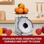 Báscula de cocina mecánica de acero inoxidable Tada de 44 lb con control de porciones resistente