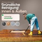 Novaliv Cepillo de madera con cerdas roscadas y mango roscado, cepillo para fregar suelos de cuatro piezas para balcón, terraza, jardín, interior y exterior