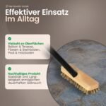 Novaliv Cepillo de madera con cerdas roscadas y mango roscado, cepillo para fregar suelos de cuatro piezas para balcón, terraza, jardín, interior y exterior