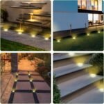 Jsdoin 12 Paquetes Luces Solares LED Jardín Exterior, 8 LED Luz Solar Exterior Jardín Suelo, IP44 Lámparas Solares Impermeables Camino de Tierra, Césped, Patio, Terraza (Blanco Cálido)
