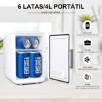 Nevera Pequeña – Mini Nevera, Nevera Pequeña Cometic de 4 L para Dormitorio, AC 220 V/DC 12 V para Coche, Mini Nevera para Habitación (Azul)