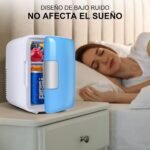 Nevera Pequeña – Mini Nevera, Nevera Pequeña Cometic de 4 L para Dormitorio, AC 220 V/DC 12 V para Coche, Mini Nevera para Habitación (Azul)