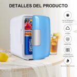 Nevera Pequeña – Mini Nevera, Nevera Pequeña Cometic de 4 L para Dormitorio, AC 220 V/DC 12 V para Coche, Mini Nevera para Habitación (Azul)