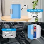 Nevera Pequeña – Mini Nevera, Nevera Pequeña Cometic de 4 L para Dormitorio, AC 220 V/DC 12 V para Coche, Mini Nevera para Habitación (Azul)
