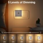Luz Nocturna con Sensor de Movimiento, 2 Piezas Luz Nocturna Infantil Enchufe Regulable con 3 Modos, Brillo Ajustable para Habitación Infantil, Baño, Pasillo, Cocina, Escaleras